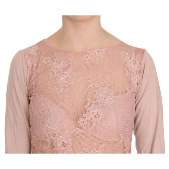 PINK MEMORIES Lace Overlay LongSleeve Blouse Women Pink Tops & T-Shirts - Picture 4 of 5
